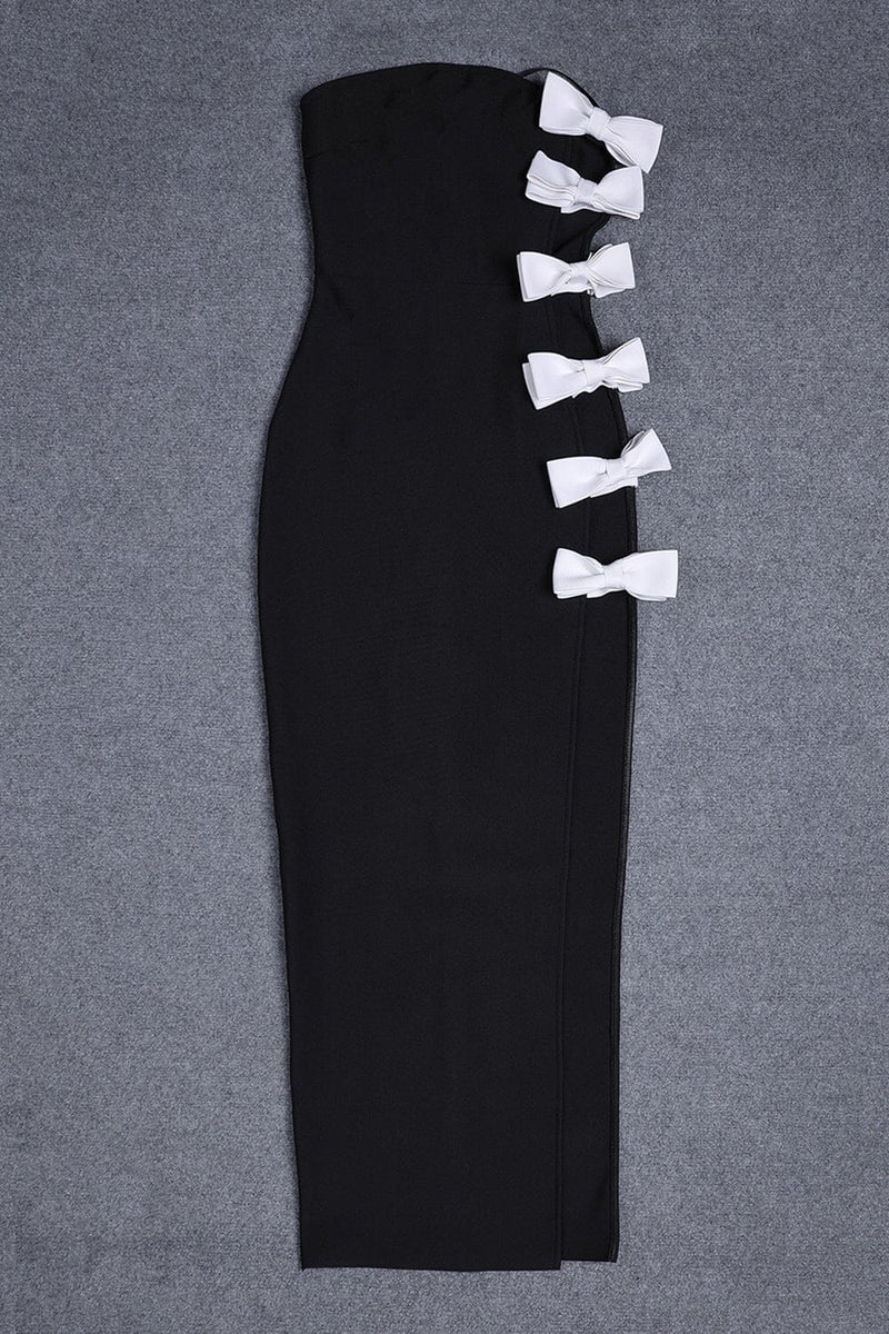 WHITE BOWS HIGH SLIT BANDAGE DRESS Bandage Dresses styleofcb 