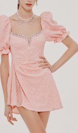 DIAMOND FLORAL BACKLESS MINI DRESS IN PINK DRESS STYLE OF CB 