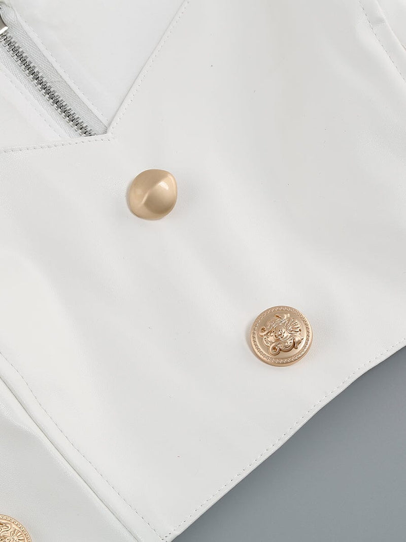LEATHER BUTTON TWO PIECES SUIT IN WHITE styleofcb 