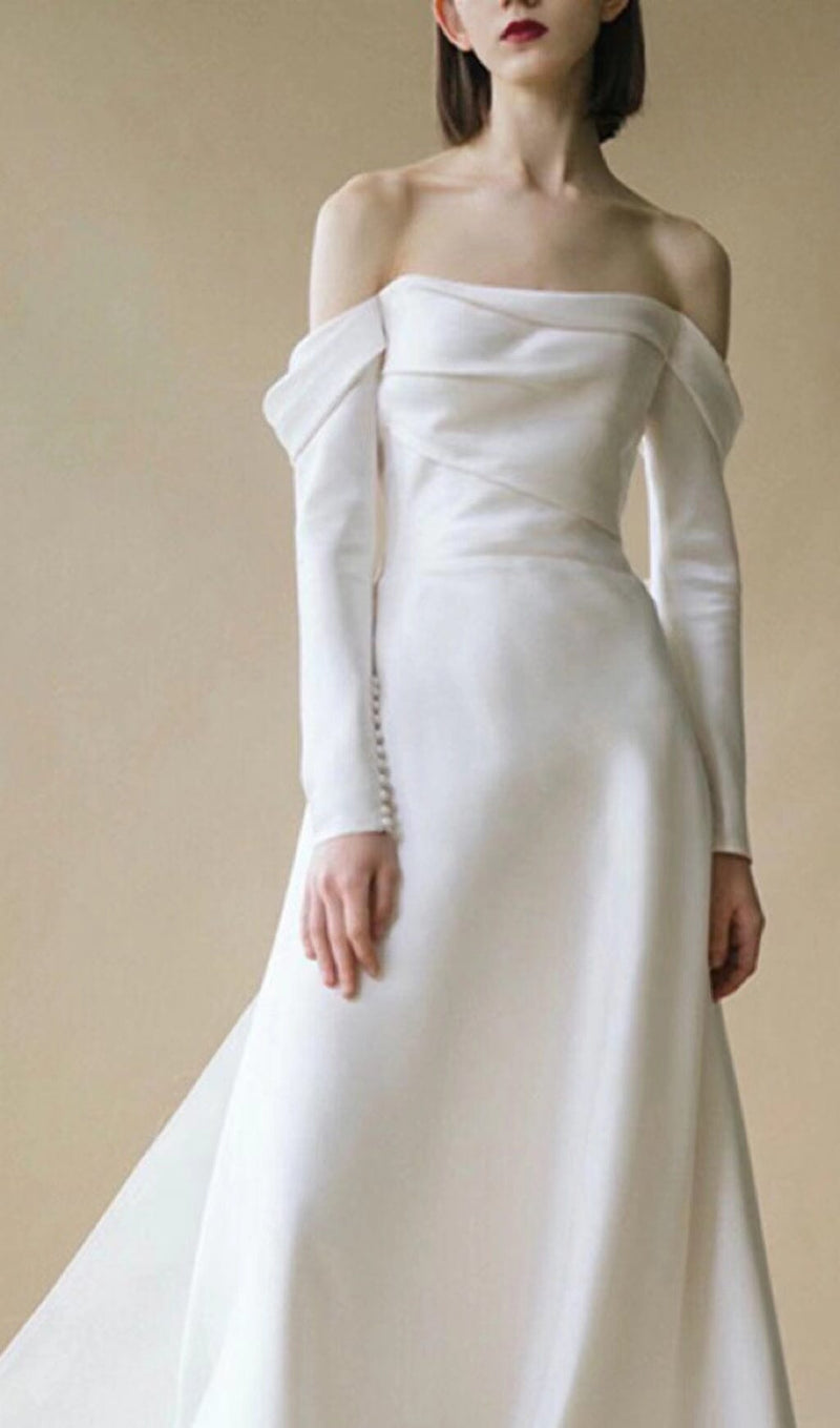 HALTER AND LARGE BOW SHOULER DRESS IN WHITE styleofcb 