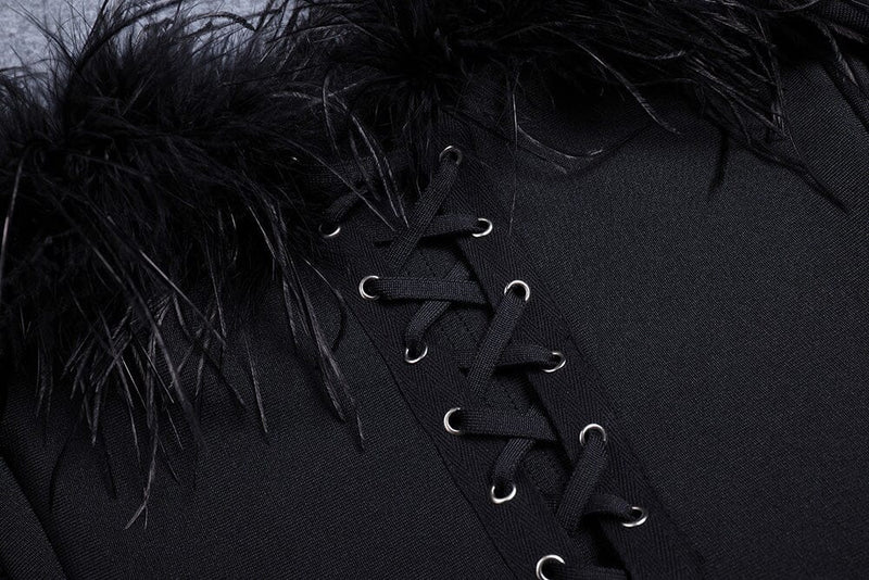 FEATHER CORSET MINI DRESS IN BLACK styleofcb 