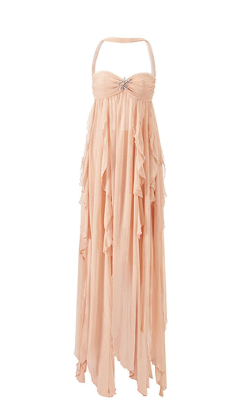 LACE IRREGULAR MIDI DRESS IN PINK DRESS styleofcb 