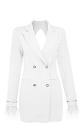 FEATHER BACKLESS SUIT MINI DRESS Dresses styleofcb S WHITE 