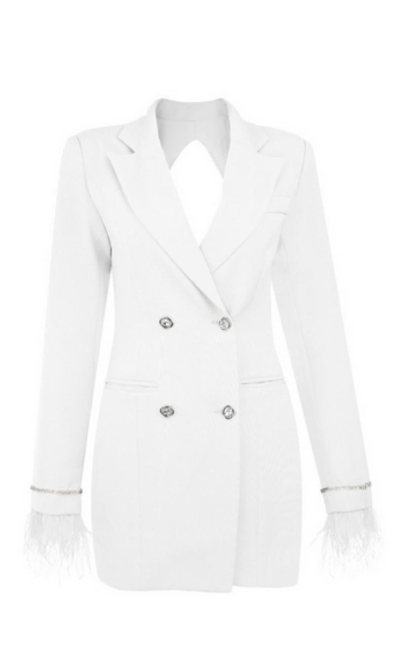 FEATHER BACKLESS SUIT MINI DRESS Dresses styleofcb S WHITE 