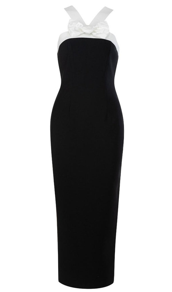 SLEEVELESS EVENING MIDI DRESS IN BLACK & WHITE Dresses styleofcb 