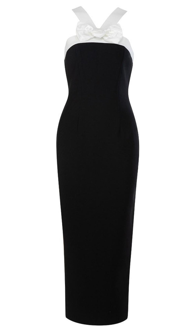 SLEEVELESS EVENING MIDI DRESS IN BLACK & WHITE Dresses styleofcb 