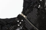SEQUIN CRYSTAL V NECK MAXI DRESS IN BLACK styleofcb 