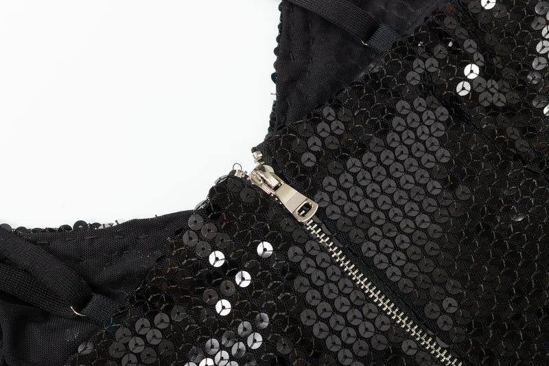 SEQUIN CRYSTAL V NECK MAXI DRESS IN BLACK styleofcb 
