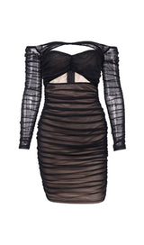 TIERRA BLACK MESH OFF SHOULDER CUTOUT DRESS Dresses styleofcb 