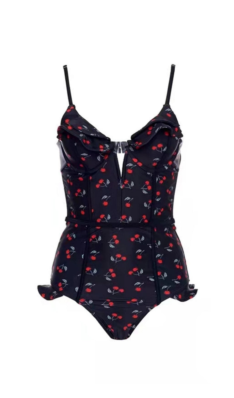 CHERRY PLUNGE SWIMSUIT - WHITE Swimsuits Oh CICI 