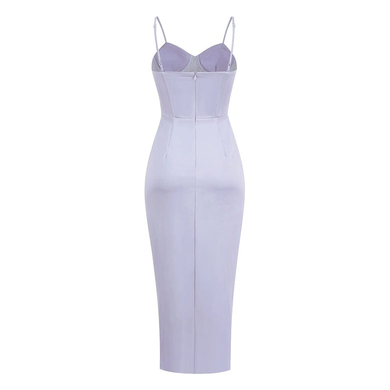 MINK SATIN SWEETHEART NECK CORSET FRONT SPLIT MAXI DRESS DRESS styleofcb 