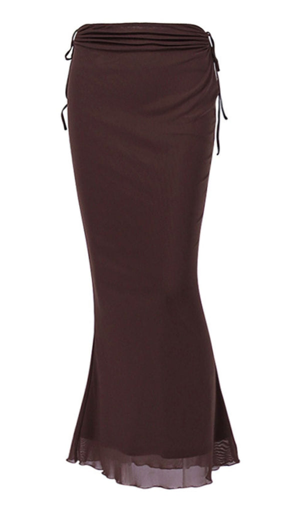 HIP WRAP MIDI SKIRT IN BROWN DRESS styleofcb 