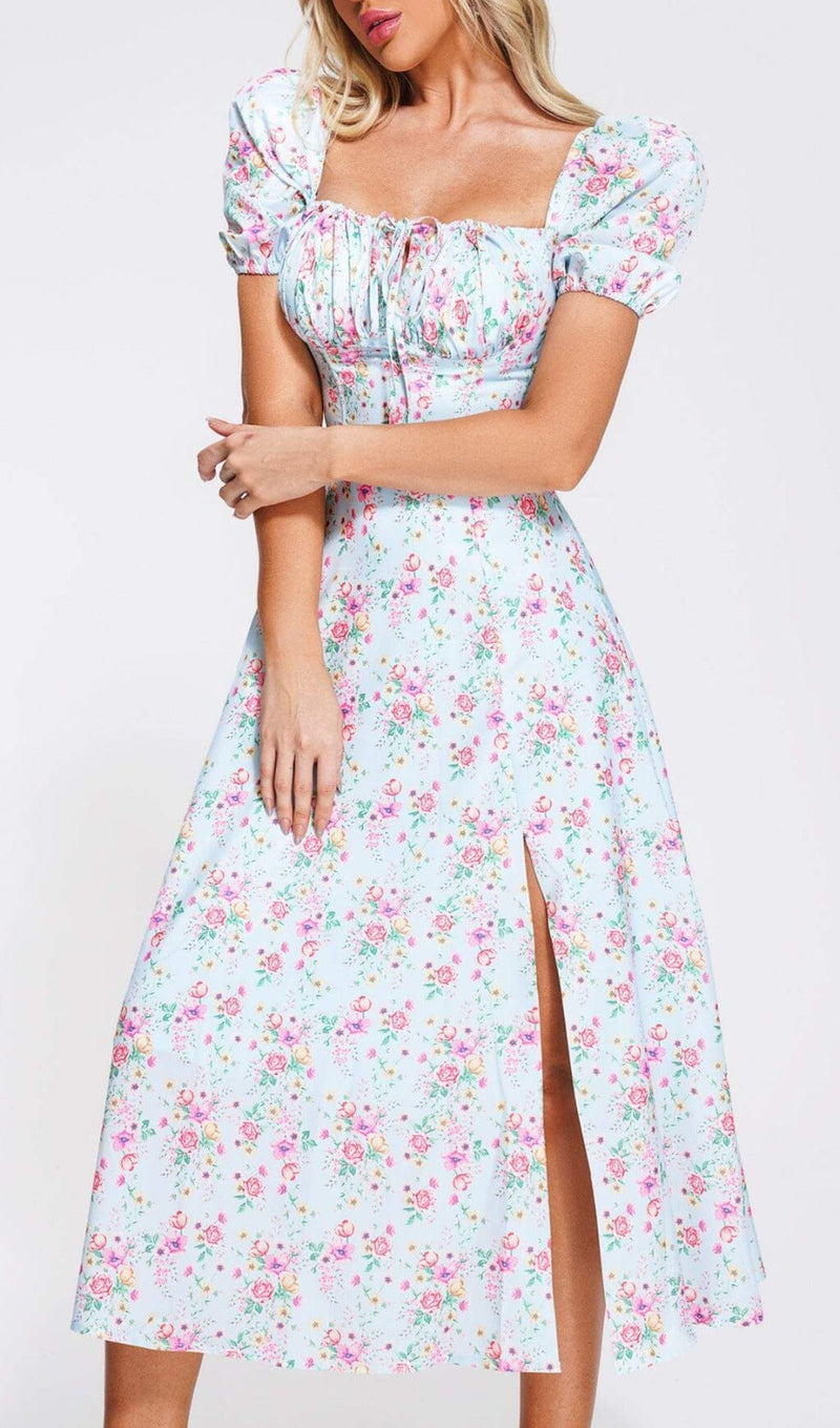 PUFF SLEEVE FLORAL MIDI DRESS Dresses sis label 