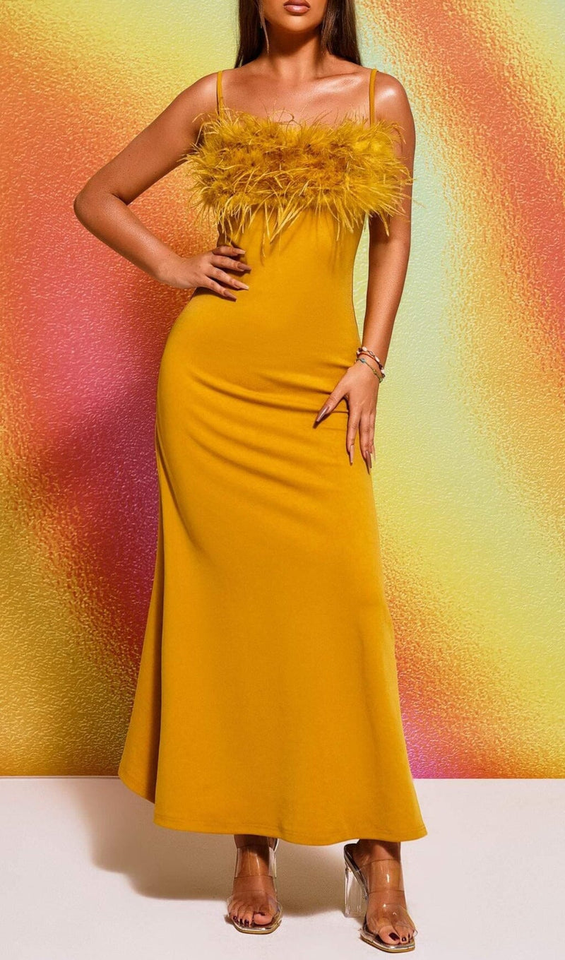 STRAPPY FEATHER MAXI DRESS Dresses sis label 