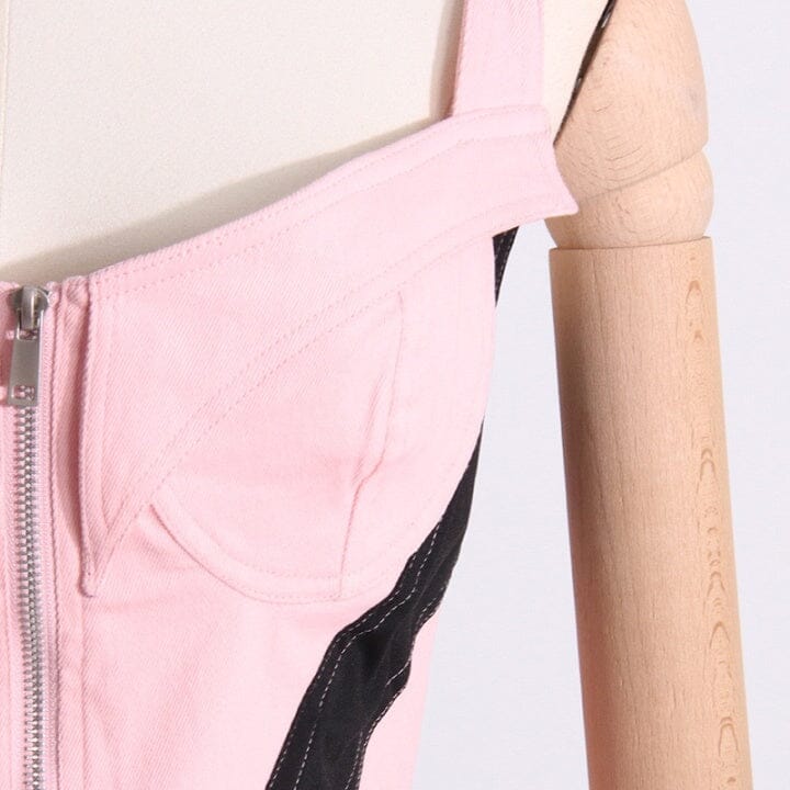 DENIM CORSET BODYSUIT IN PINK Tops styleofcb 