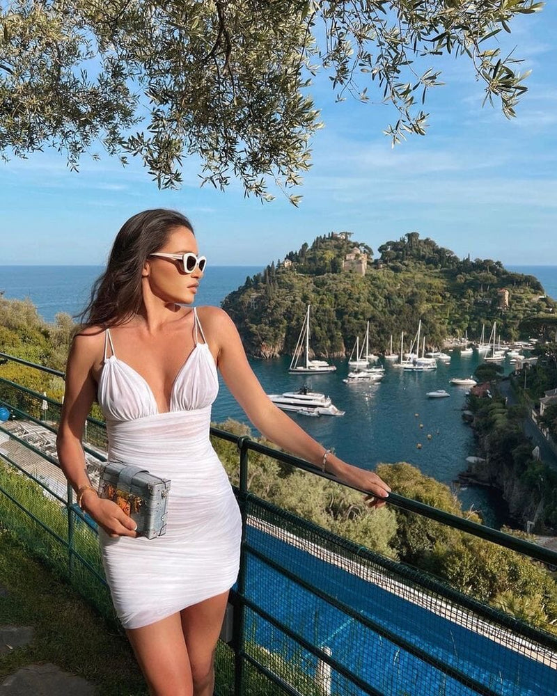 BANDEAU SATIN SUSPENDER MINI DRESS IN WHITE DRESS styleofcb 