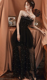 SEXY LACE BACKLESS LONG BEADED FANCY FORMAL GOWNS IN BLACK styleofcb 