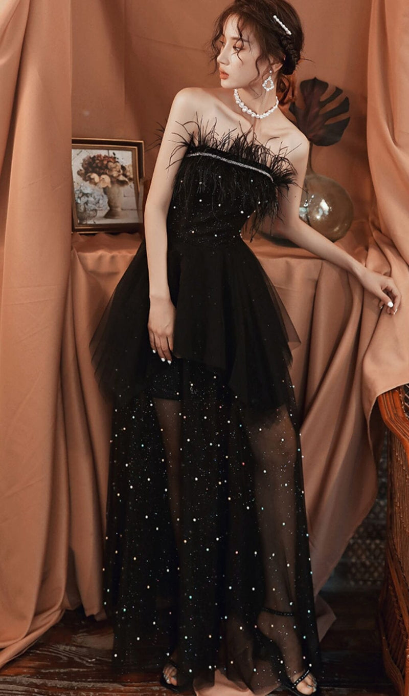 SEXY LACE BACKLESS LONG BEADED FANCY FORMAL GOWNS IN BLACK styleofcb 