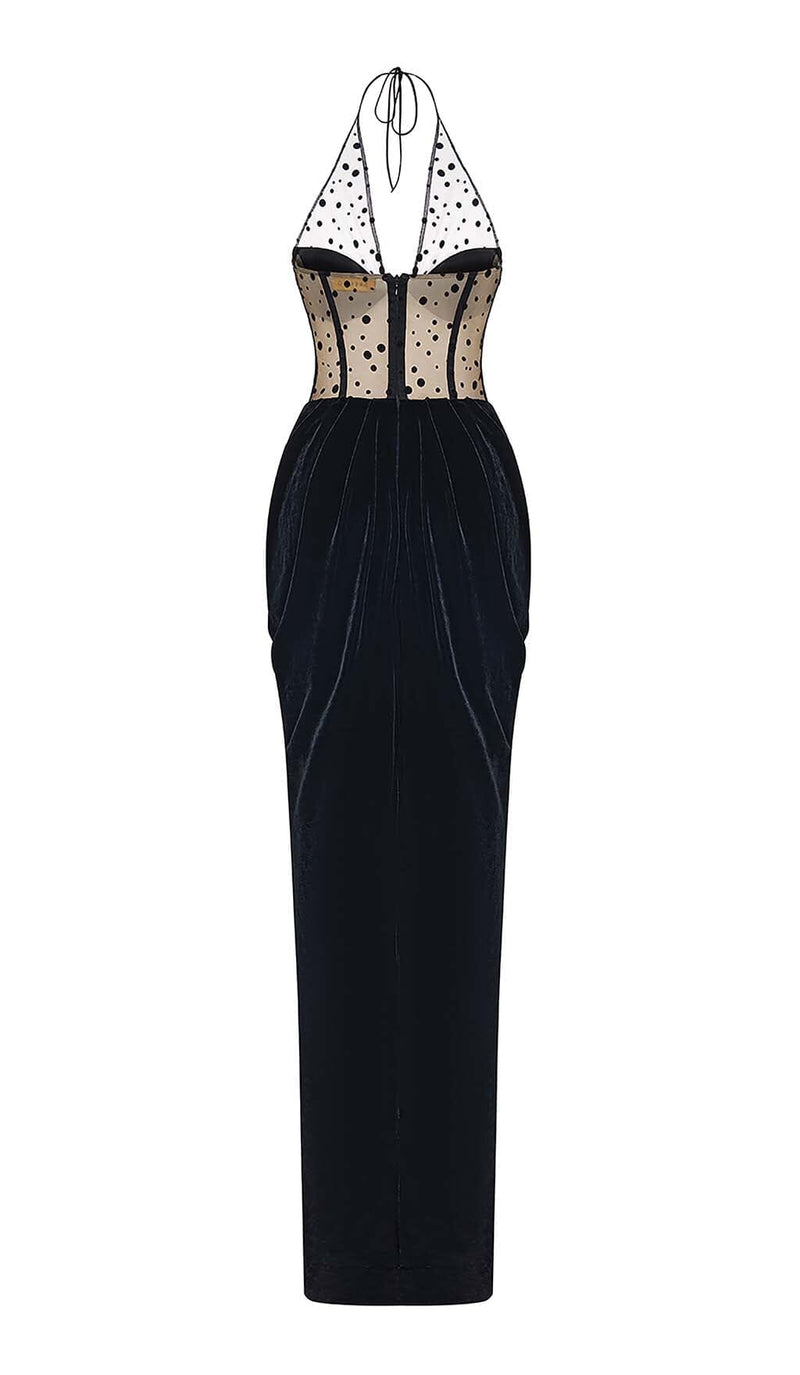 MESH VELVET MAXI DRESS IN BLACK DRESS STYLE OF CB 