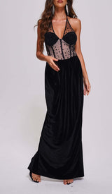 MESH VELVET MAXI DRESS IN BLACK DRESS STYLE OF CB 