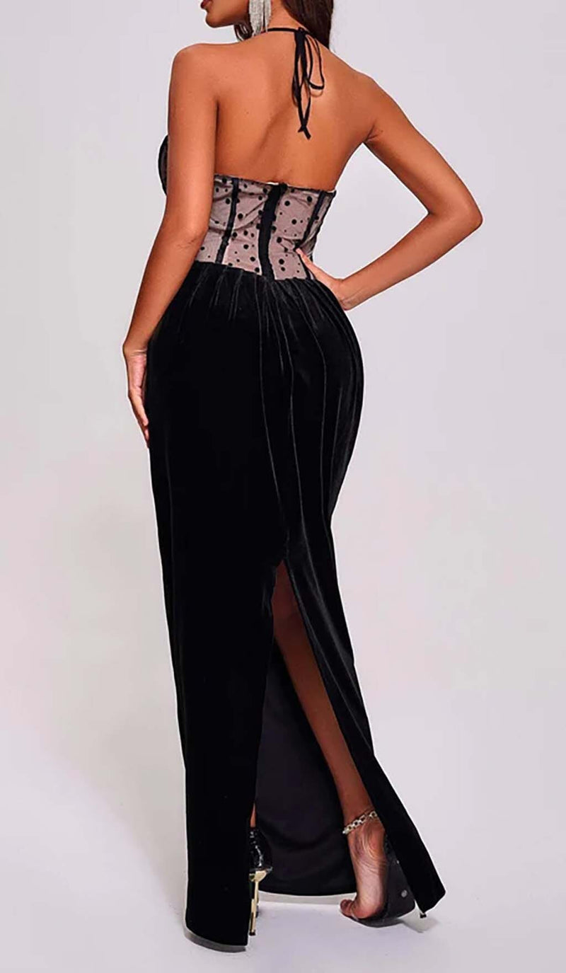 MESH VELVET MAXI DRESS IN BLACK DRESS STYLE OF CB 