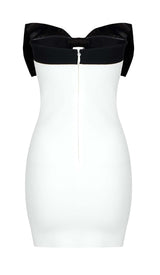 OFF-THE-SHOULDER BOW MINI DRESS IN WHITE DRESS STYLE OF CB 