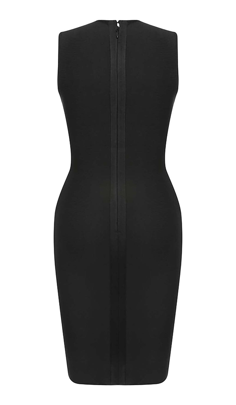 SIDE LACE UP BANDAGE MIDI DRESS IN BLACK DRESS STYLE OF CB 