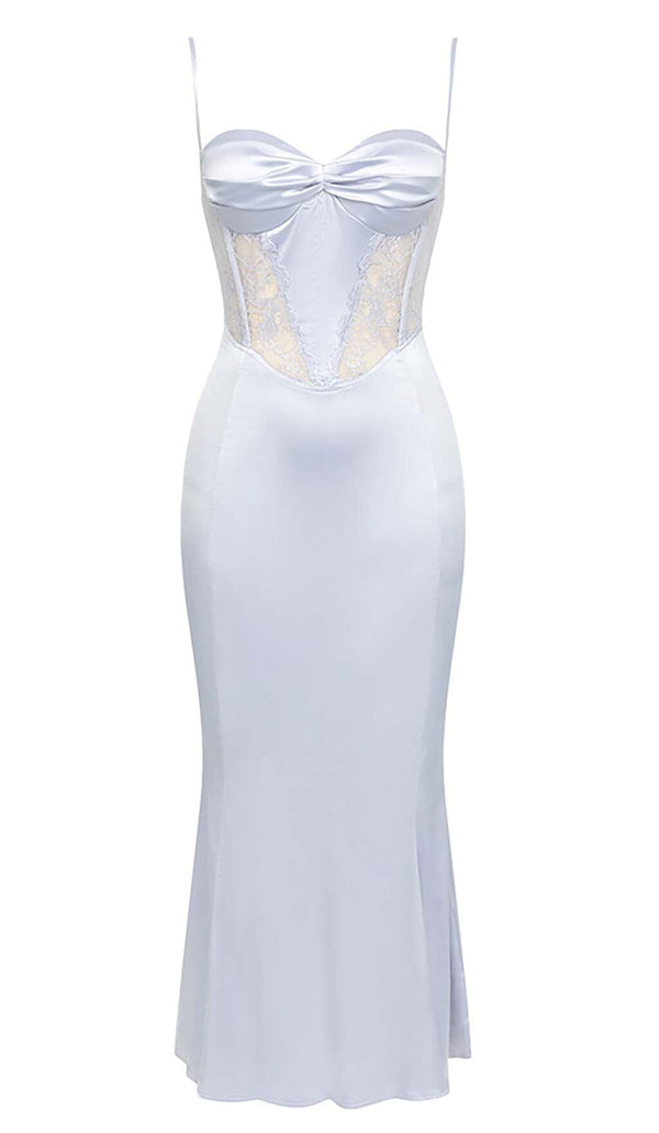 STRAPPY CORSET LACE MIDI DRESS IN LILAC DRESS STYLE OF CB 